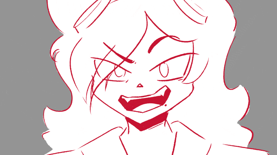 A storyboard animation of a girl punching another girl.